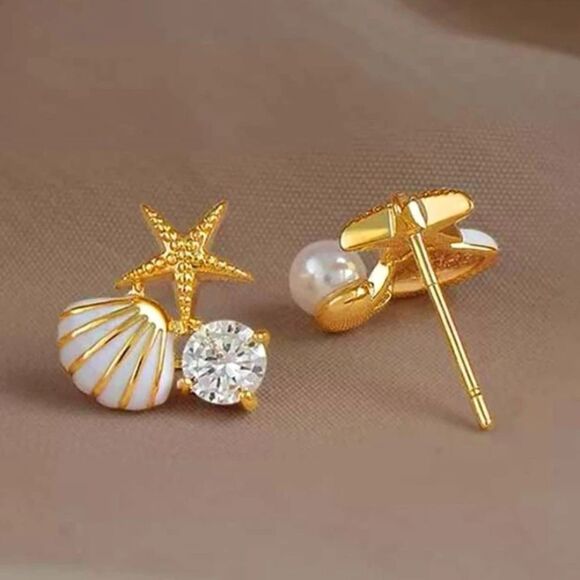 3for$20 NEW 2pcs Rhinestone & Starfish Decor Earrings - Picture 3 of 4